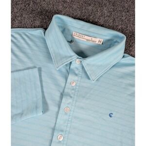 Criquet Long Sleeve Polo Shirt Mens Large Light Blue Performance Poly Golf